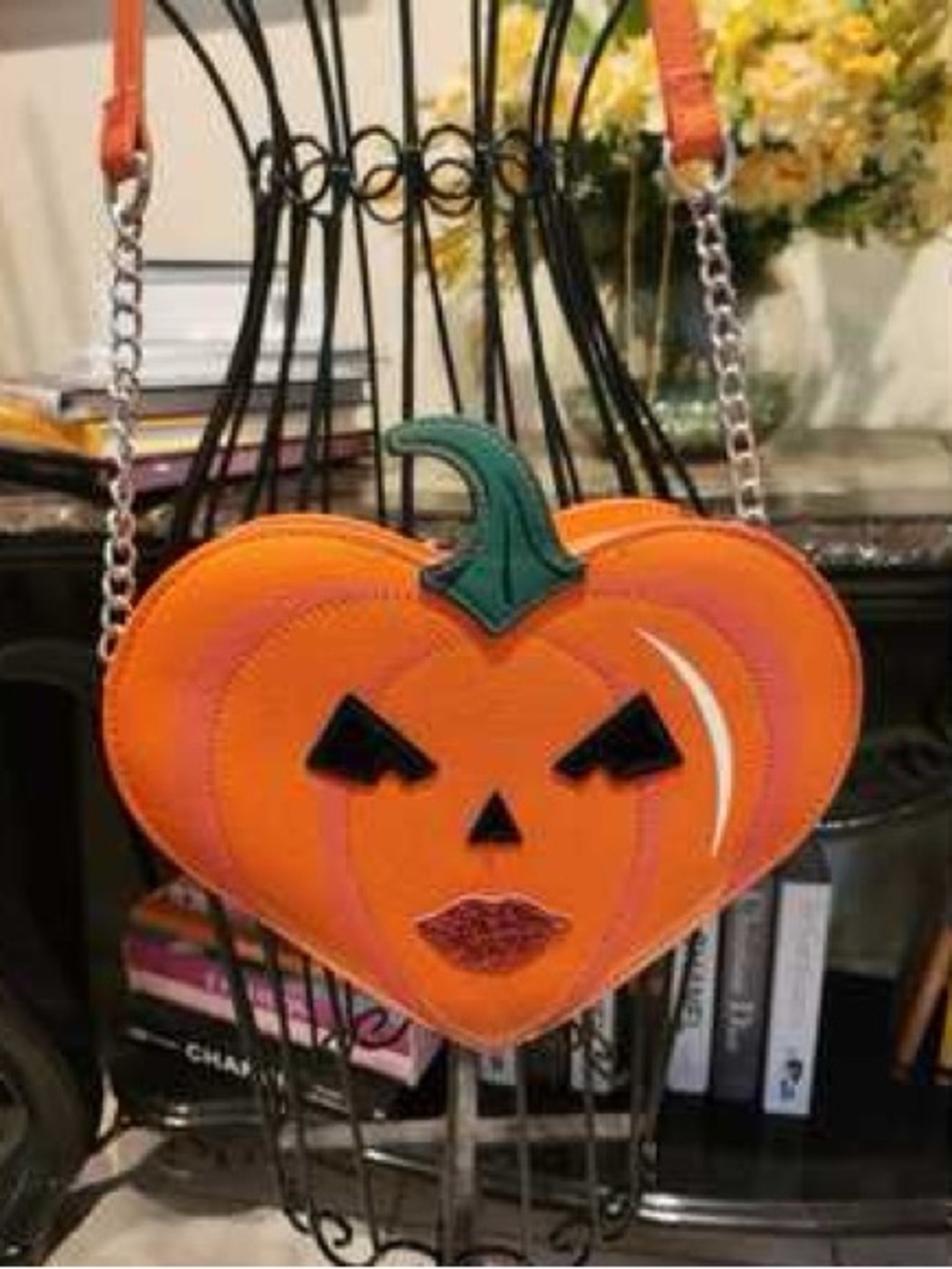 Betsey Johnson NWT Heart Shaped jack o lantern Red Glitter Lips Halloween Bag - Picture 5 of 11